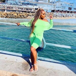 Vibrant Green Off-Shoulder Dress